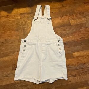 Vintage Lee Women's White Jean Shorts Overalls
